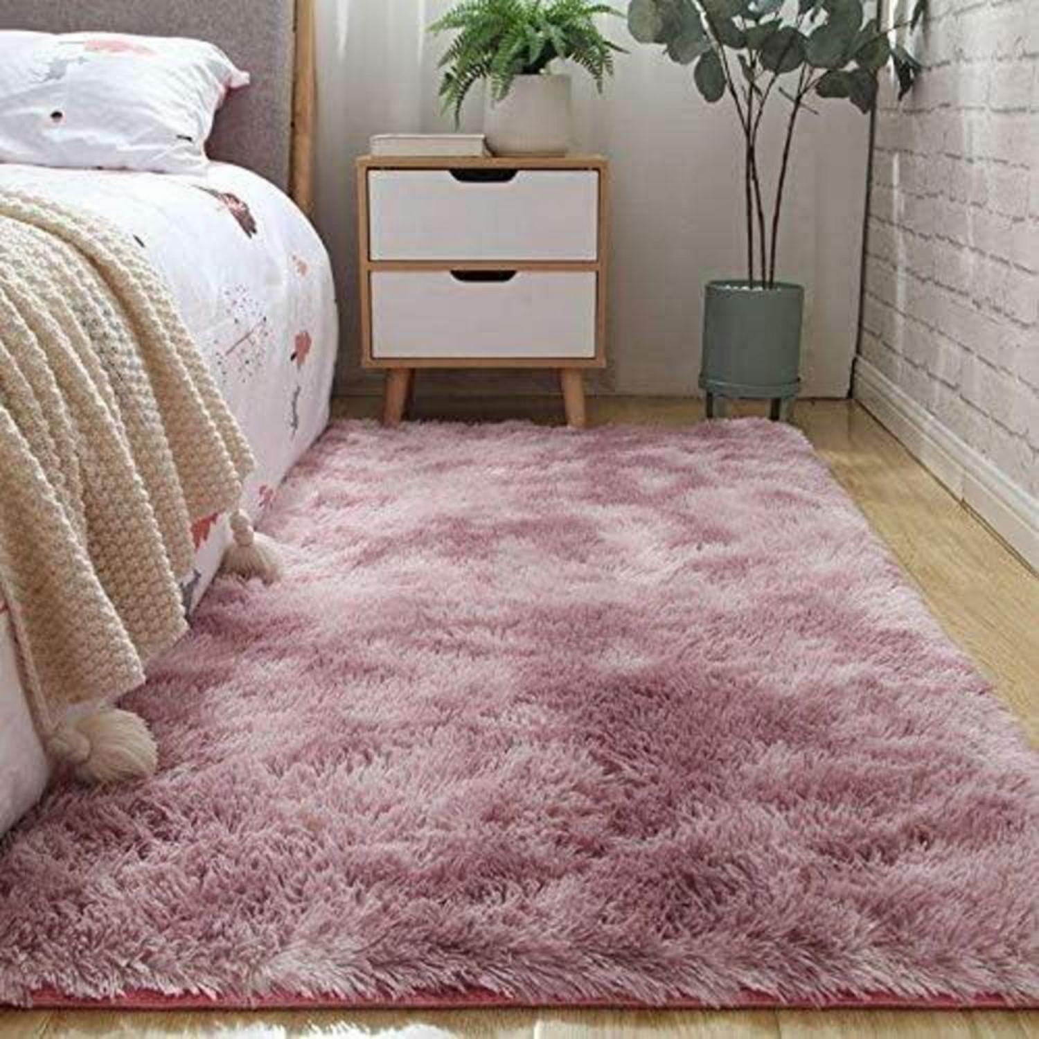 Flauschiger Kunstpelz-Teppich 80 x 160 cm Rosa