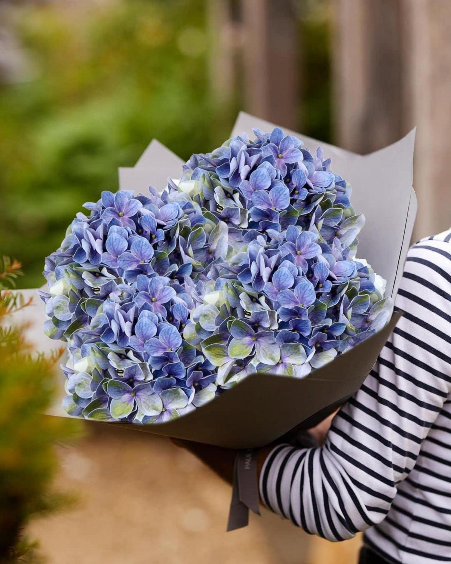 Hortensie Kunstblumen Real-Touch 2er Set Blaue Deko Blumen