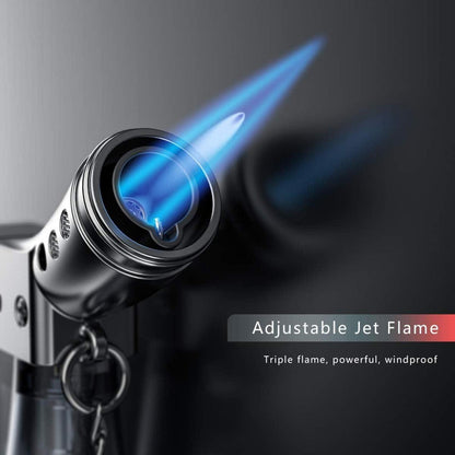 2er Pack Jetflamme Sturmfeuerzeug Gas Nachfüllbar Einstellbare Flamme Windfest Butane Lighter