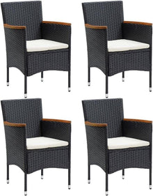 Gartenstuhl-Set 4er Rattan Akazienholz Armlehnen ergonomisch