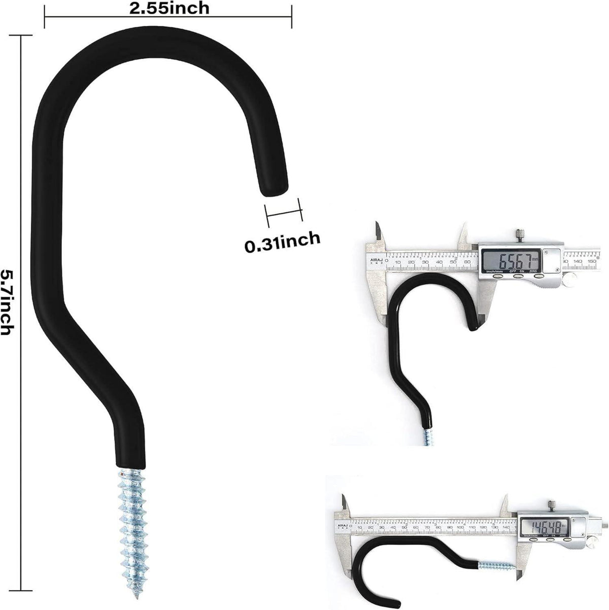 Fahrradhaken Set 8 Stück Schwarz PVC Beschichtung für Wandhalterung