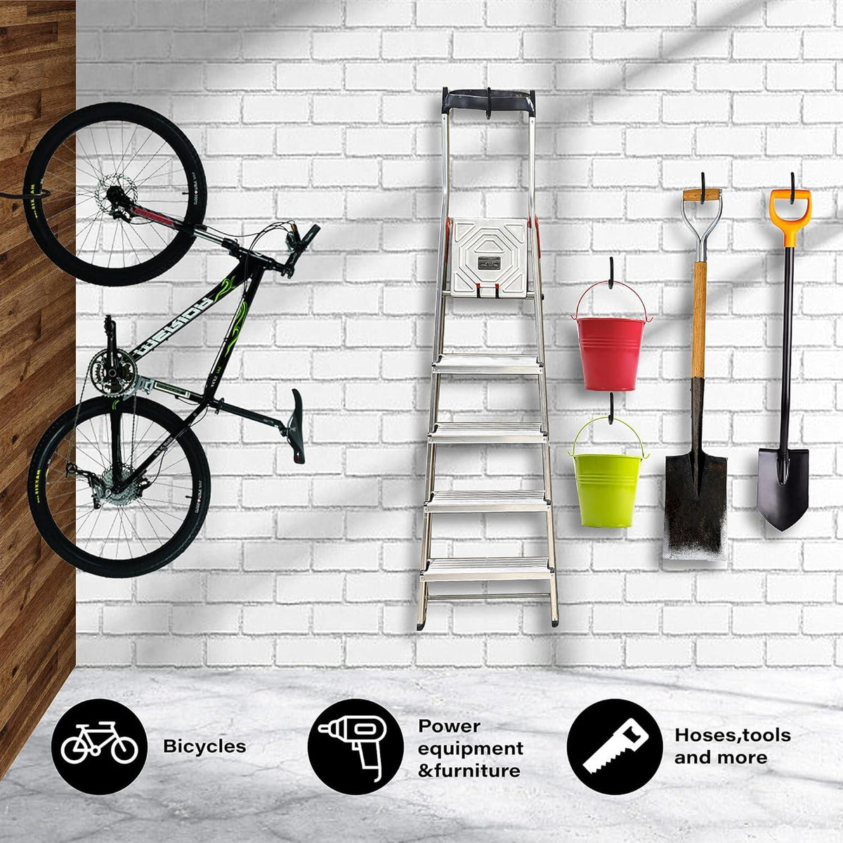 Fahrradhaken 8er Set PVC-beschichtet Schwerlast Wandhalterung Schwarz