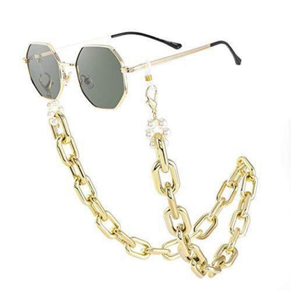 Goldene Perlen Sonnenbrillen Kette – Gesichtsmaskenband 68cm