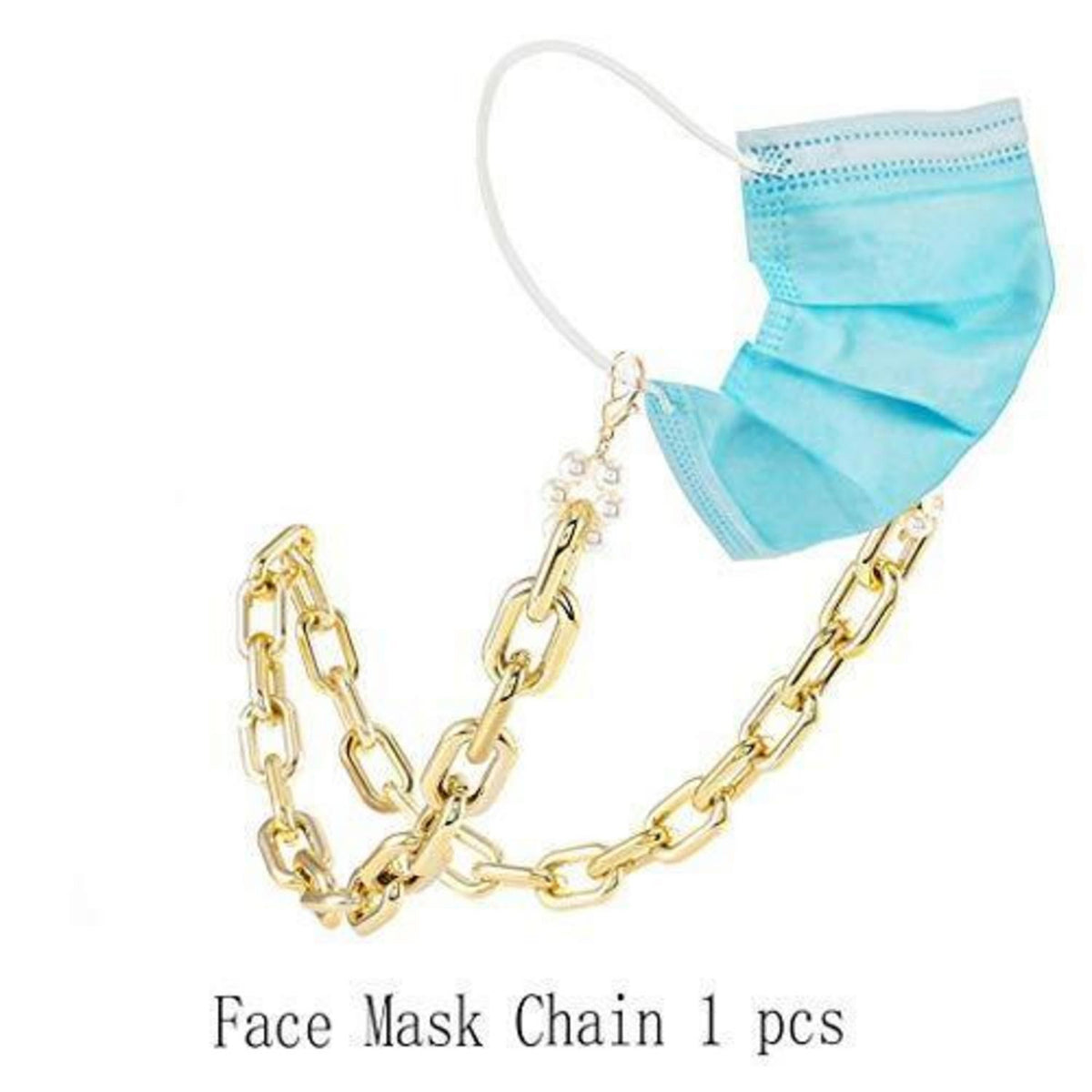 Goldene Perlen Sonnenbrillen Kette – Gesichtsmaskenband 68cm