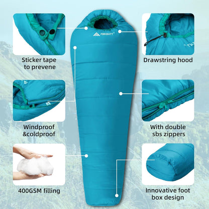 Mumienschlafsack 4 Jahreszeiten -10°C Blau