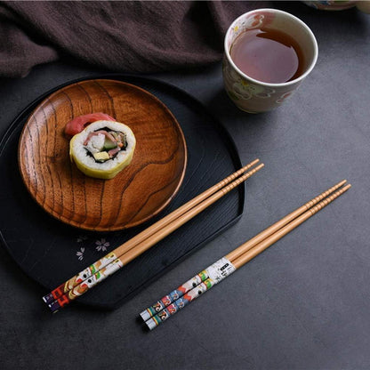 5 Paar Bambus Essstäbchen Japanisch Sushi Stäbchen Schwarz Luxus-Box