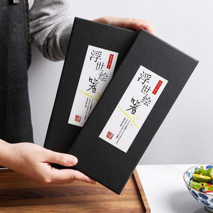 Essstäbchen Bambus Schwarz Handgemacht Sushi 5 Paar Luxus Box