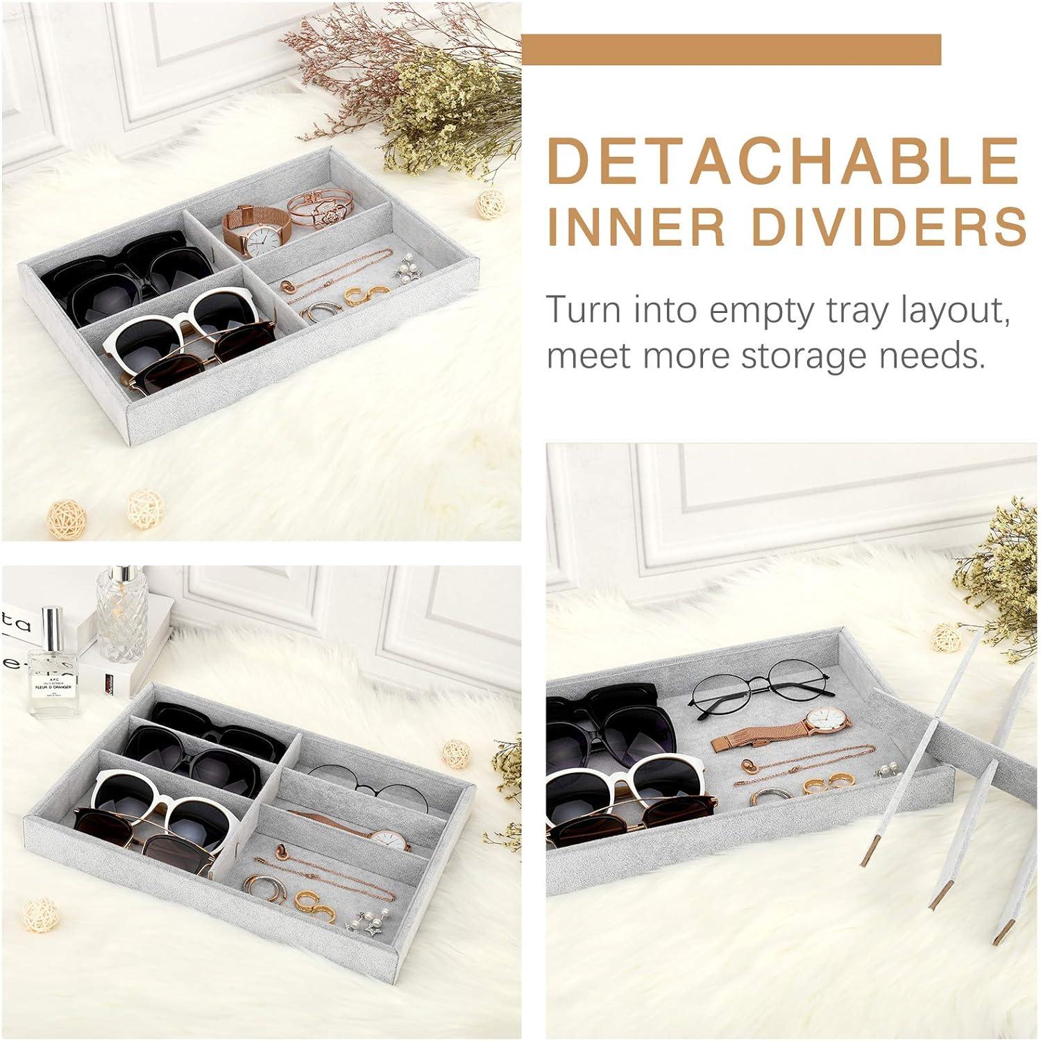 Emibele Brillen Aufbewahrungsbox Organizer 8 Gitter Grau