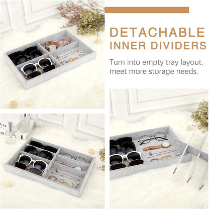 Emibele Brillen Aufbewahrungsbox Organizer 8 Gitter Grau