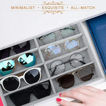 8 Gitter Stapelbare Aufbewahrungsbox für Brille & Schmuck - Grau