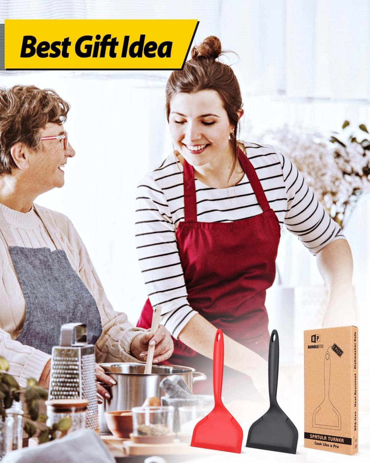 Silikon Spatel breit antihaftbeschichtet kurzer Griff flexibel Pfannenwender
