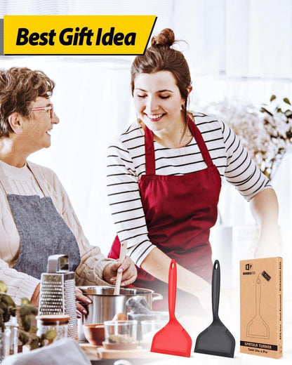 Silikon Spatel breit antihaftbeschichtet kurzer Griff flexibel Pfannenwender