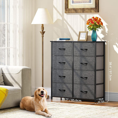 YITAHOME Kommode mit 8 Schubladen Stoff Industrial Stil