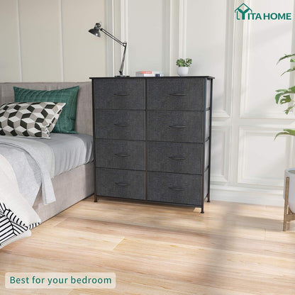 YITAHOME Kommode mit 8 Schubladen Stoff Industrial Stil
