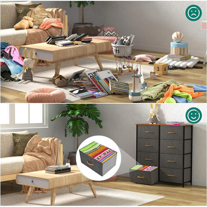 YITAHOME Kommode mit 8 Schubladen Stoff Dunkelgrau