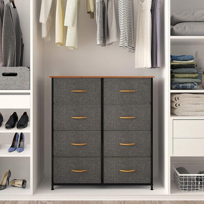 YITAHOME Kommode mit 8 Schubladen Stoff Dunkelgrau