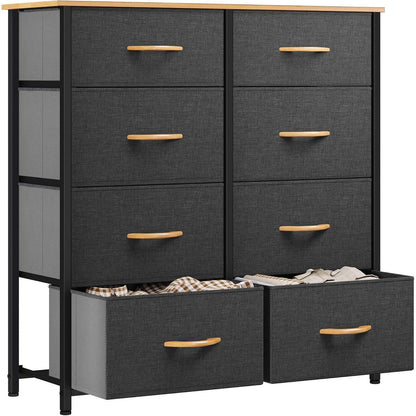 Stoffkommode mit 8 Schubladen, modern, dunkelgrau