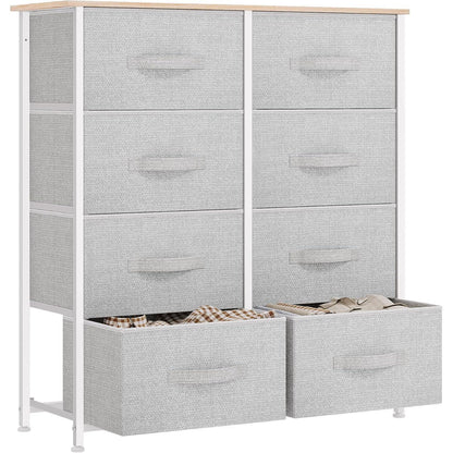 YITAHOME Moderner Stoffschrank mit 8 Schubladen - Hellgrau