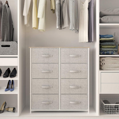 YITAHOME Moderner Stoffschrank mit 8 Schubladen - Hellgrau
