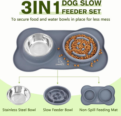 Futternapf Hunde Katzen Langsame Fütterung Silikon Tablett Grau