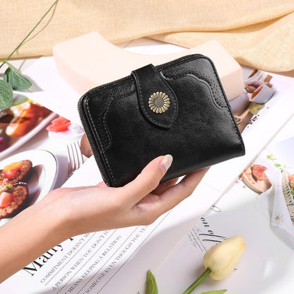 SENDEFN Damen Portemonnaie RFID Leder Klein Schwarz