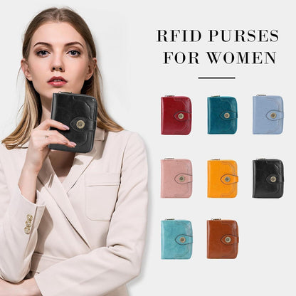 SENDEFN Portemonnaie Damen RFID Blockierung Leder Blau