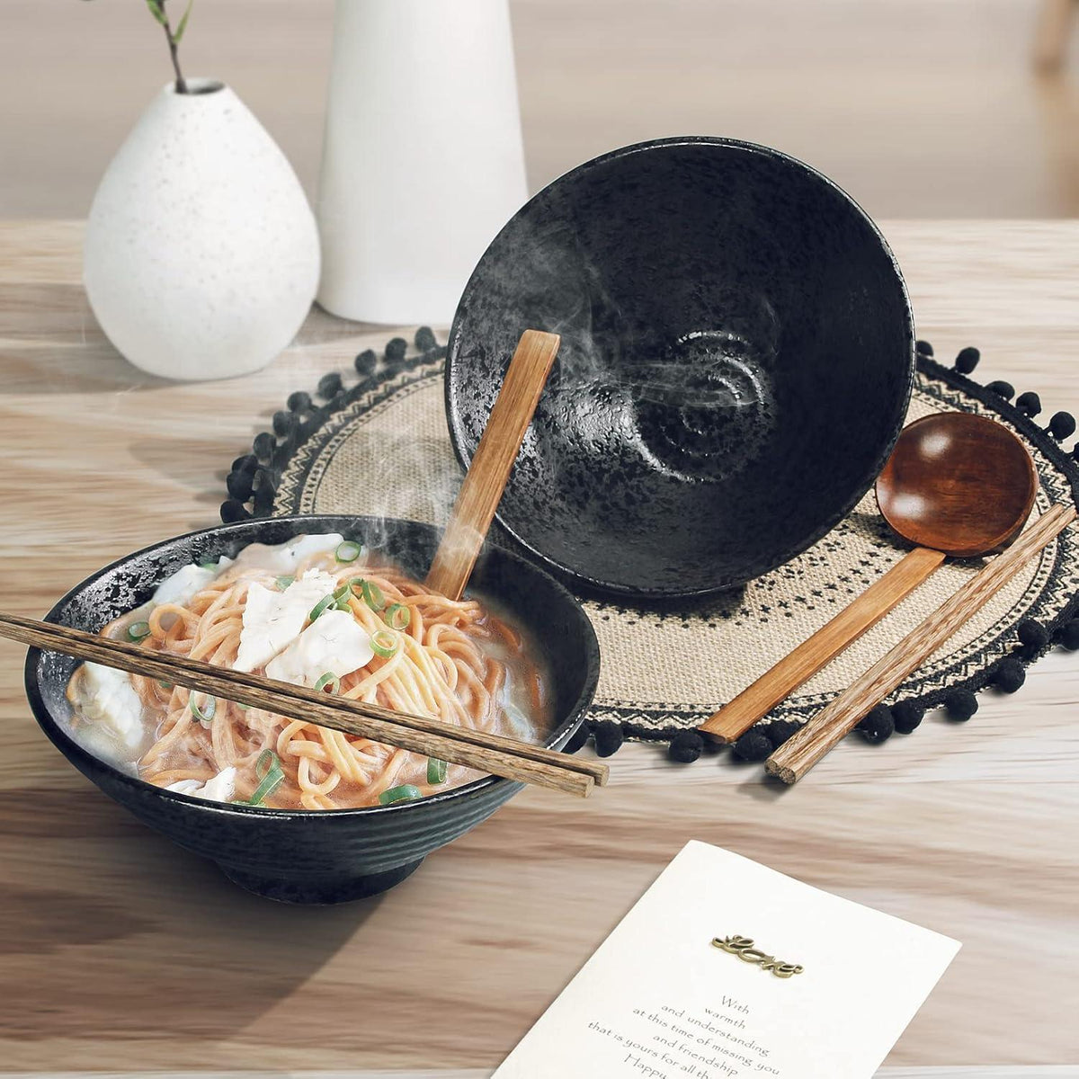 Japanische Ramen Schüssel Keramik 2 Sets 1000ml Vintage Bowl Udon Soba Pho