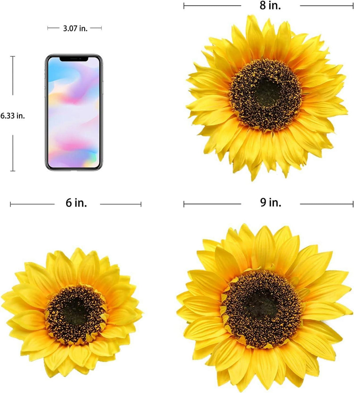 Große Künstliche Sonnenblumen 3er Set für Hochzeit Tischdeko