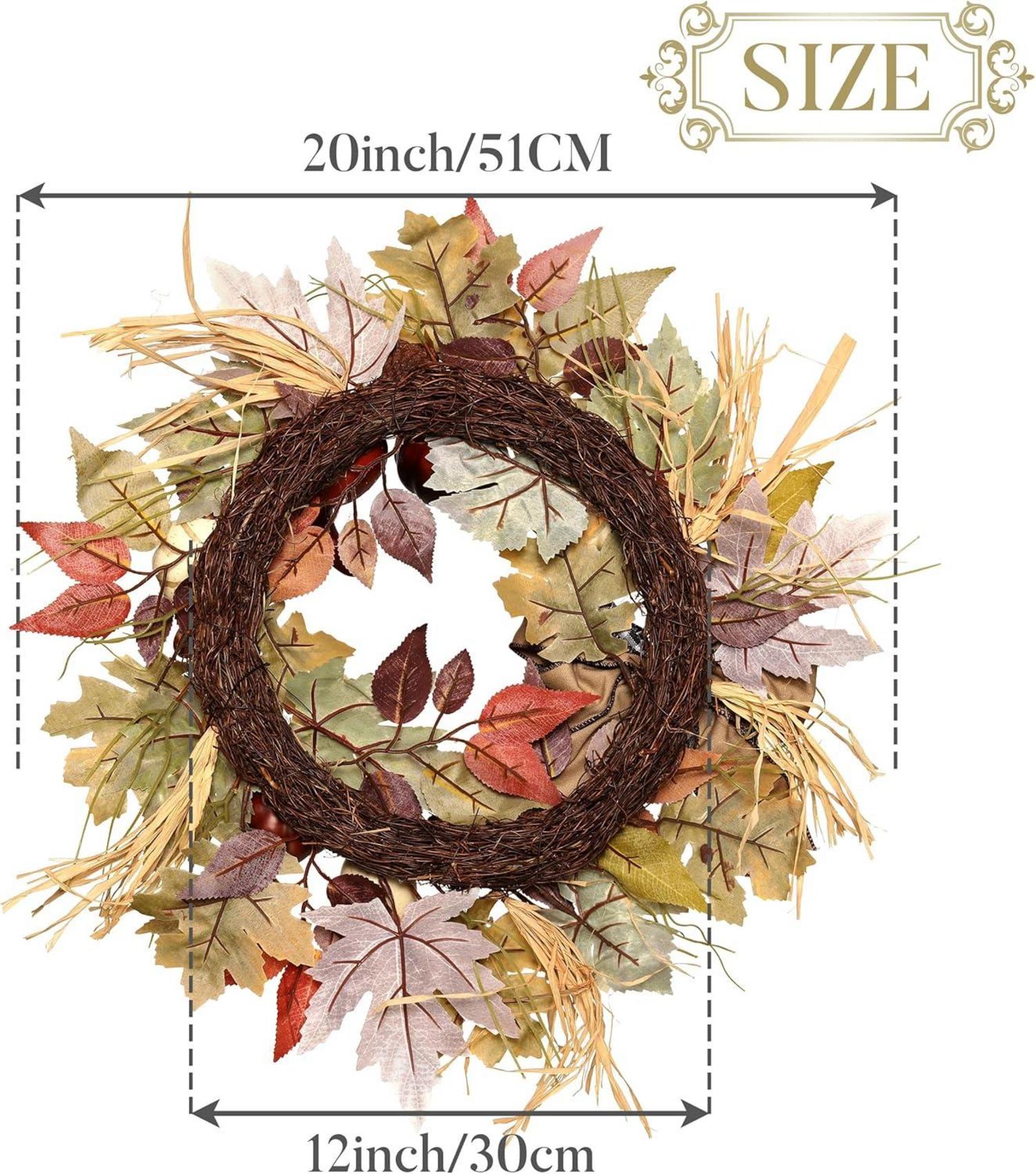 Herbstkranz Kürbis Türkranz 45cm Modern Innen Außen Deko Haustür Tisch