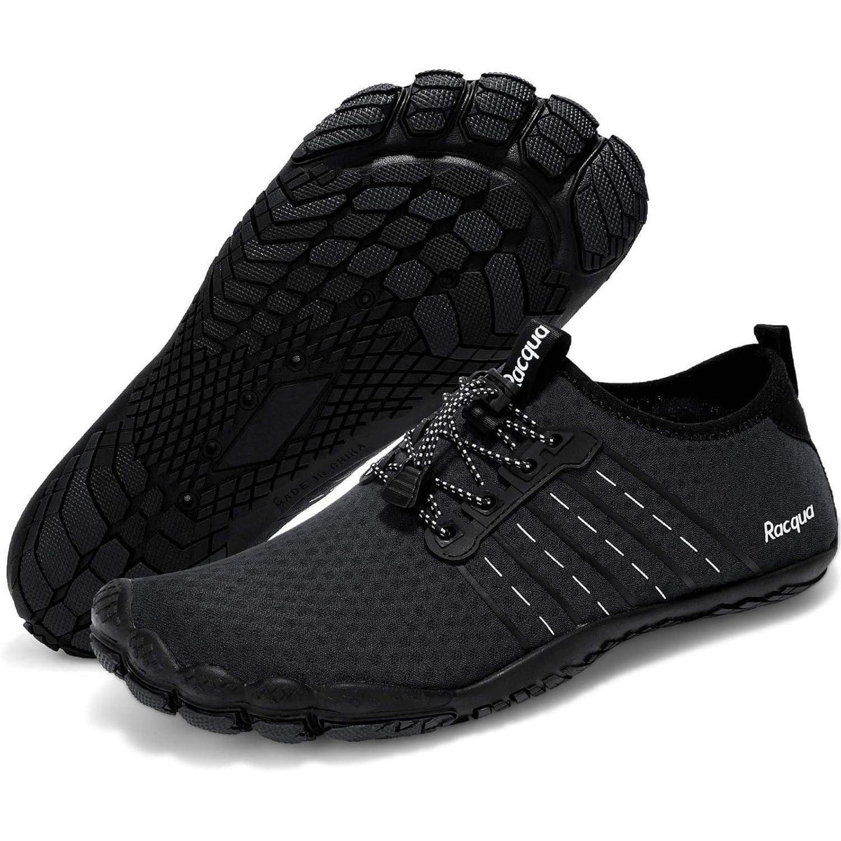 Aqua Schuhe Herren Damen Barfuß mit Drainage Schwarz