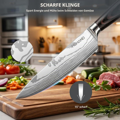 5-tlg. Edelstahl Küchenmesser Set mit Griff