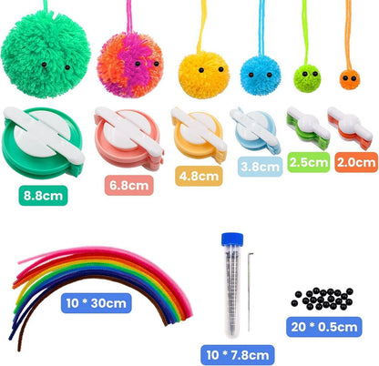 Pompom Maker Set mit 6 Größen Fluff Ball Weaver Wolle Stricken