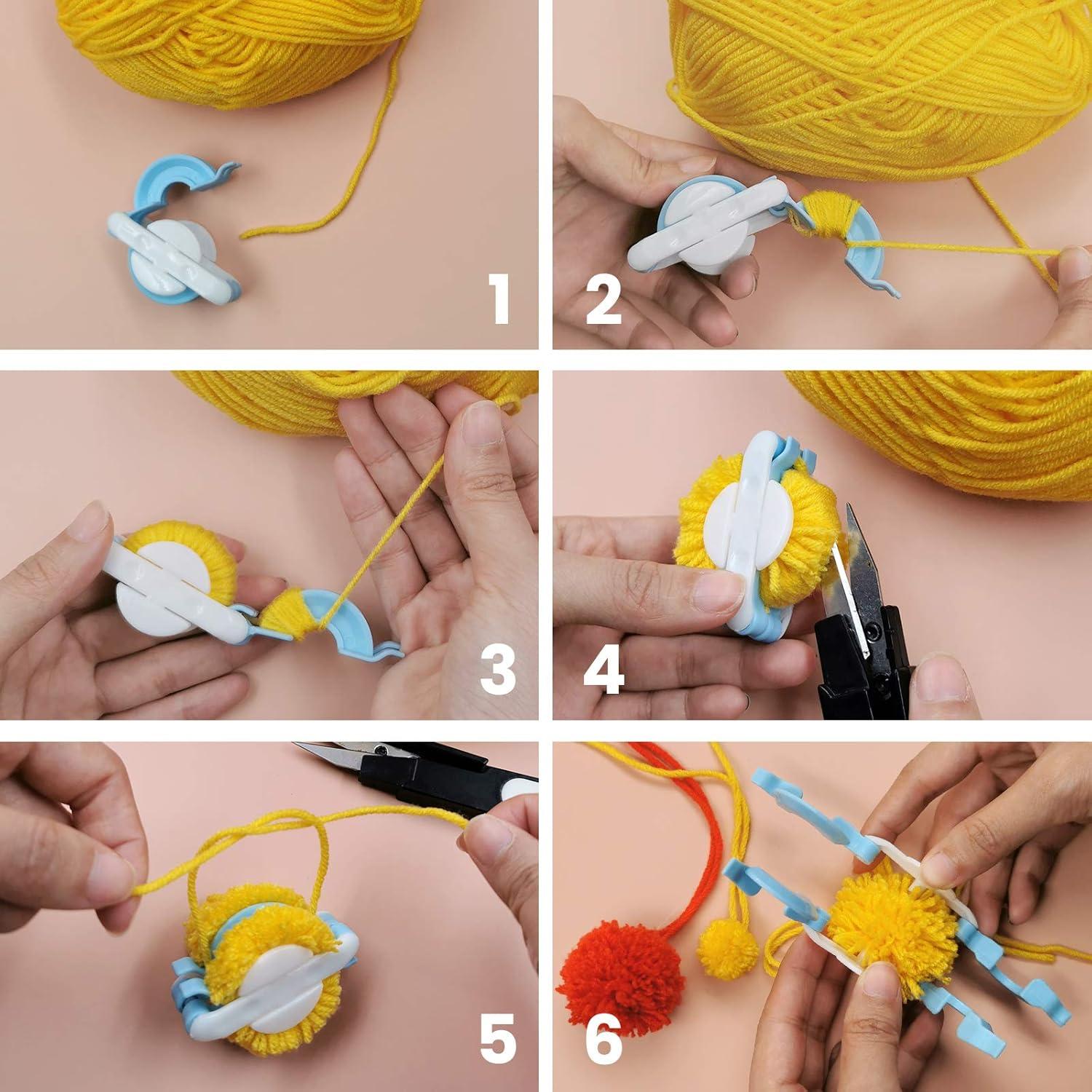 Pompom Maker Set mit 6 Größen Fluff Ball Weaver Wolle Handwerk DIY Kit