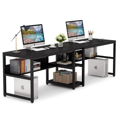 Doppelter Schreibtisch 200cm – Rustikaler Home Office Arbeitstisch