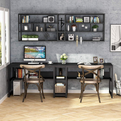 Doppelter Schreibtisch 200cm – Rustikaler Home Office Arbeitstisch