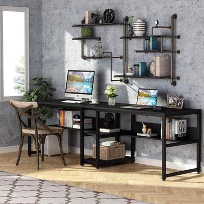 Doppelter Schreibtisch 200cm – Rustikaler Home Office Arbeitstisch