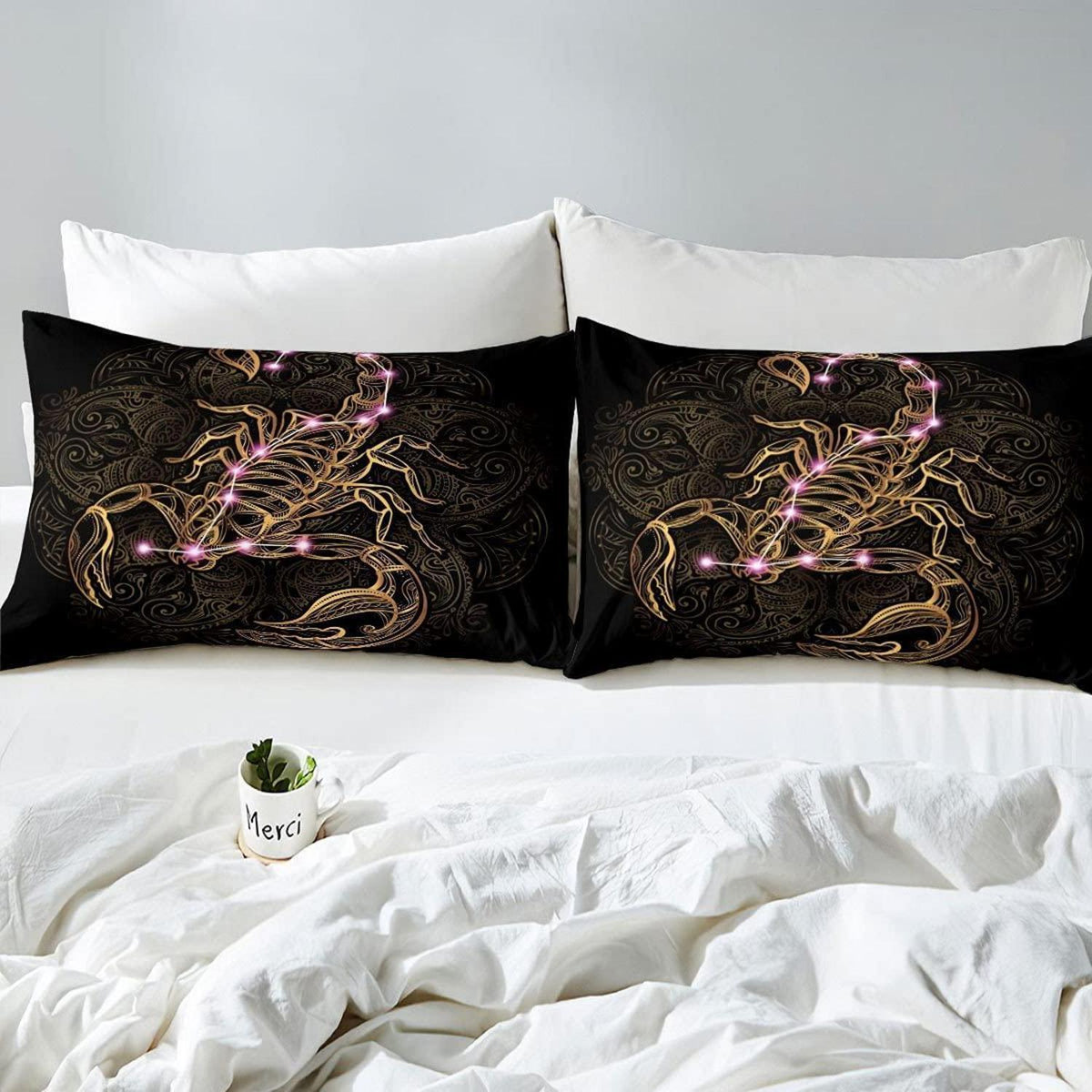 Exotischer Bettbezug Set Schwarz Gold Mandala Retro Stil 220x240