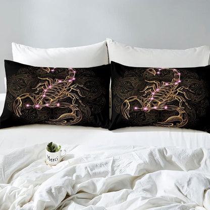 Exotischer Bettbezug Set Schwarz Gold Mandala Retro Stil 220x240