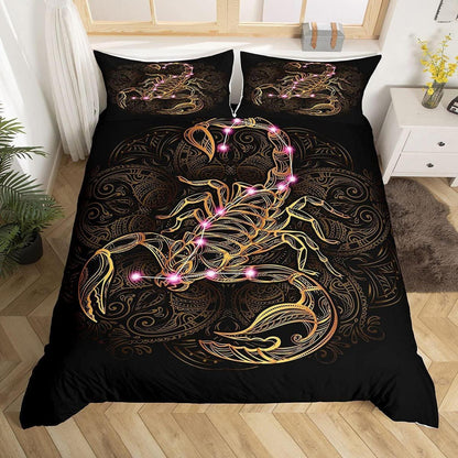 Golden Scorpion Bettwäsche-Set – Exotisch & Retro Schlafzimmer