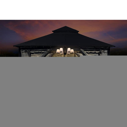 Gartenpavillon 2,5x2,5m mit Netz und Doppeldach, Schwarz