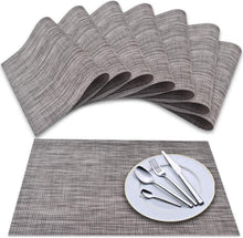 Vinyl Crossweave Tischsets Set Dunkelgrau 8er Anti-Rutsch Waschbar