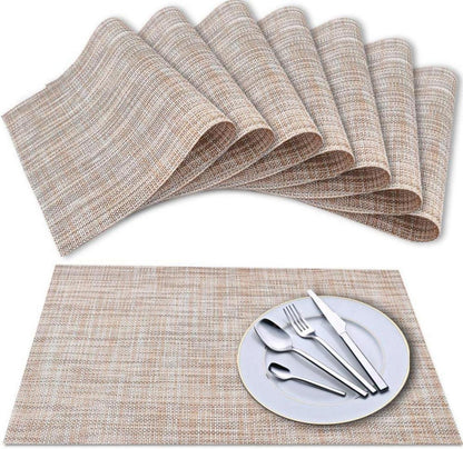 Vinyl Gewebte Tischsets Set 8 Stk. Anti-Rutsch Waschbar