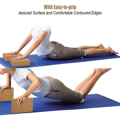 Yoga Block Kork 2er Set Naturkork Blöcke Pilates Übungen