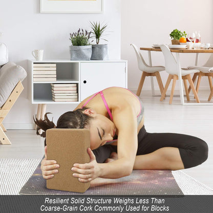 Yoga Block Kork 2er Set Naturkork für Pilates & Dehnübungen