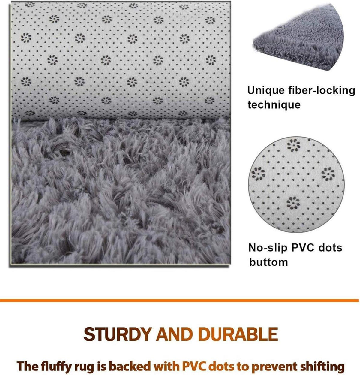 Soft Shaggy Teppich 150x240 cm Dunkelgrau Anti-Rutsch