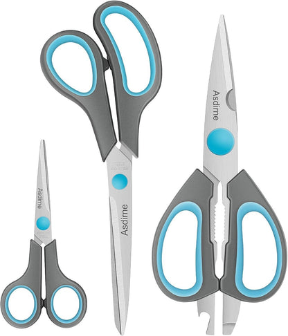 Asdirne Multifunktionales Scherenset 3PCs Edelstahlklingen weiche Griffe