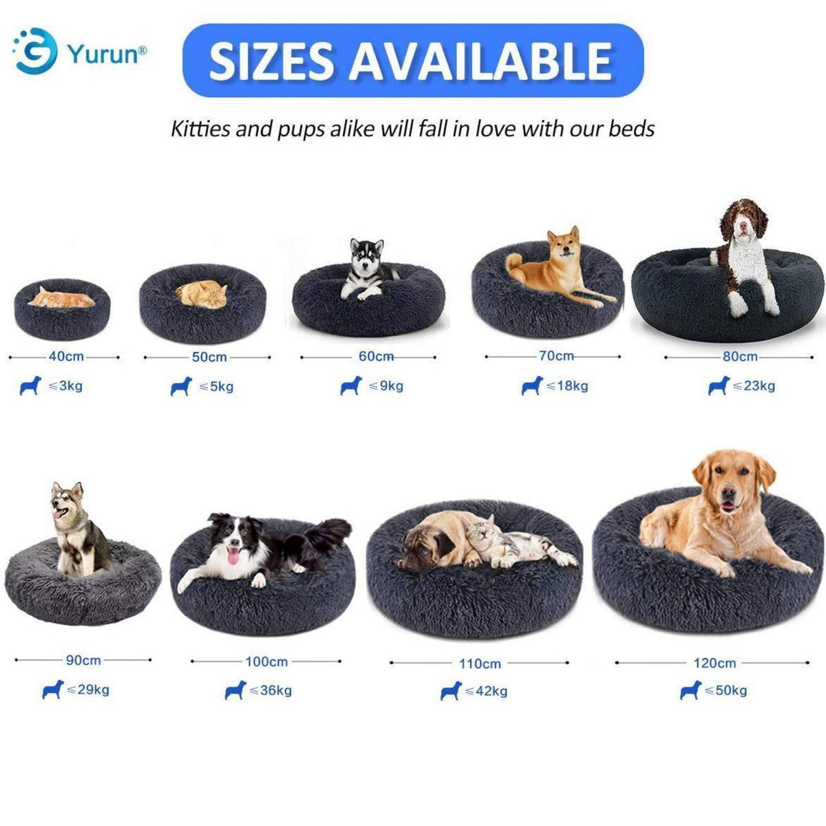 Rundes Hundebett Donut – Weiches Kissen für Hunde & Katzen Schwarz 90x90cm