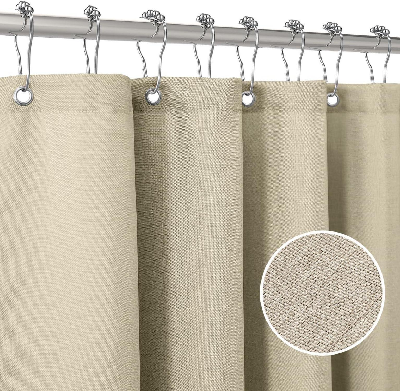 Duschvorhang Leinen mit Metall Duschvorhangringe Taupe 182x182 cm