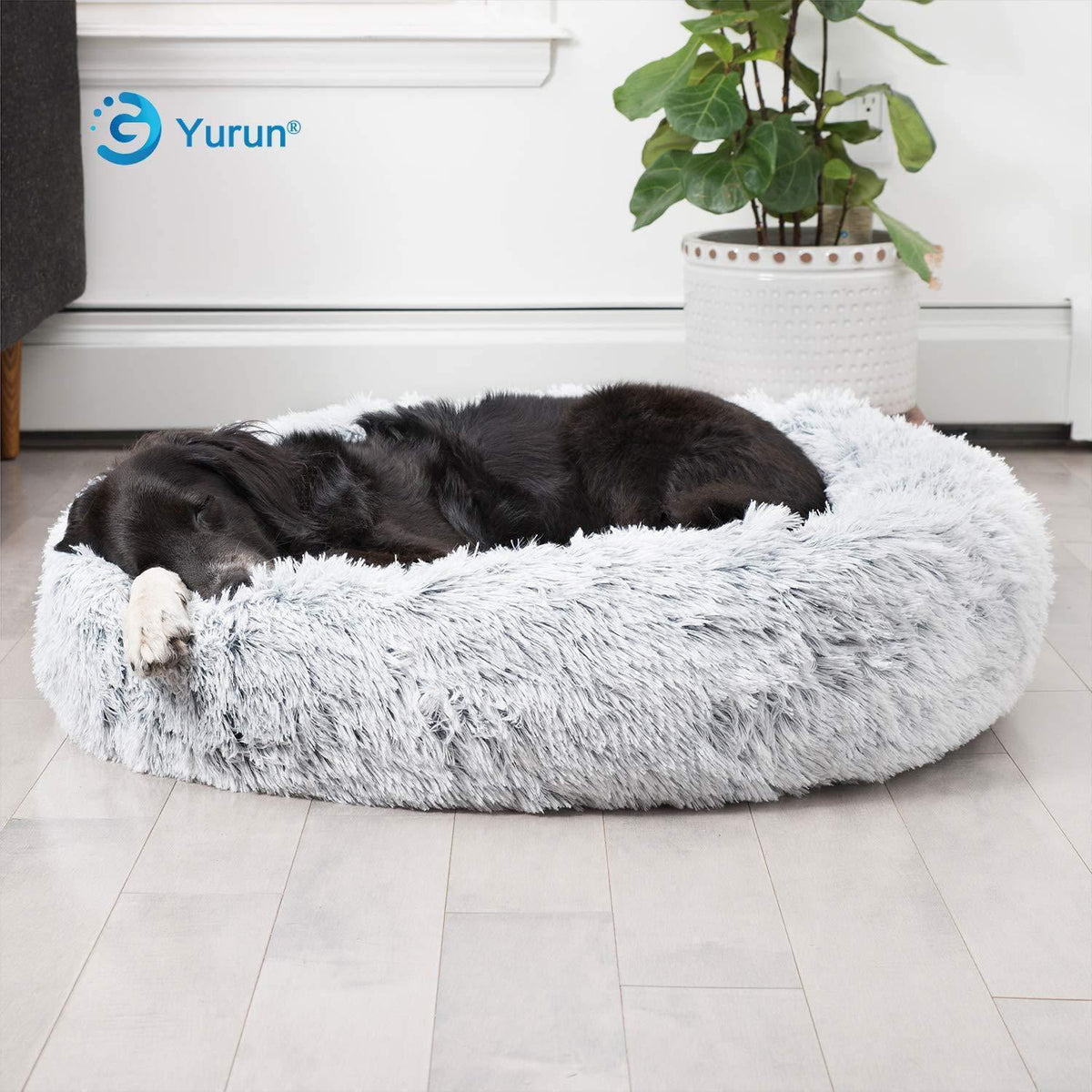 Rundes Hundebett Donut – Grau, 90x90x20cm