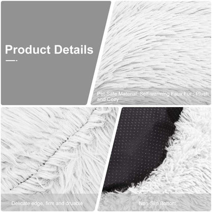 Rundes Hundebett Donut – Weiches Kissen für Hunde & Katzen, Weiß 90x90cm